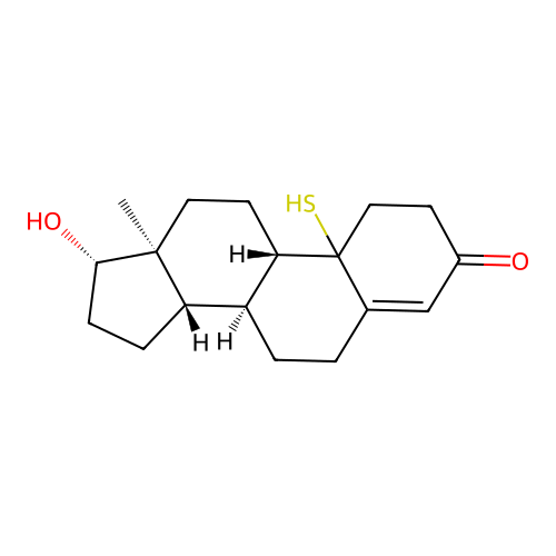 17-Hydroxy-10-mercaptoestr-4-en-3-one structure