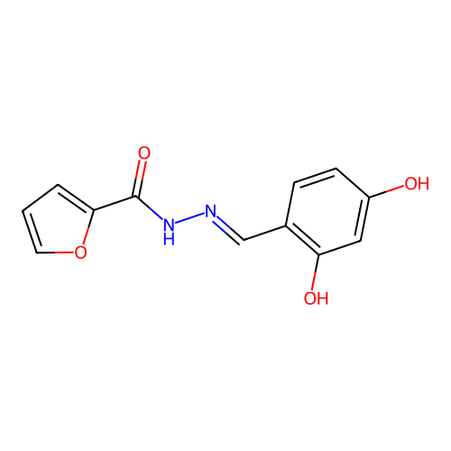 N-[(2,4-dihydroxyphenyl)methylideneamino]furan-2-carboxamide structure