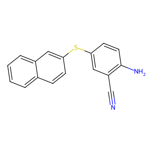2-氨基-5-(naphth-2-yl硫代)苯甲腈 structure