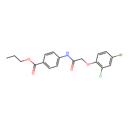 Propyl 4-{[(4-bromo-2-chlorophenoxy)acetyl]amino}benzoate structure