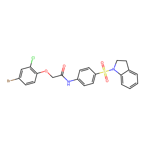 2-(4-bromo-2-chlorophenoxy)-N-[4-(2,3-dihydro-1H-indol-1-ylsulfonyl)phenyl]acetamide structure