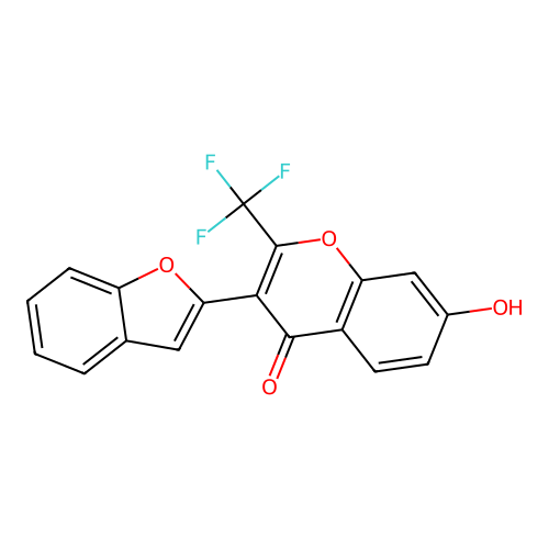 3-(benzofuran-2-yl)-7-hydroxy-2-(trifluoromethyl)-4H-chromen-4-one structure