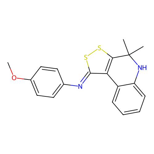 N-(4-methoxyphenyl)-4,4-dimethyl-5H-dithiolo[3,4-c]quinolin-1-imine structure