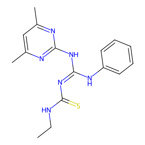 (1E)-1-[anilino-[(4,6-dimethylpyrimidin-2-yl)amino]methylidene]-3-ethylthiourea structure