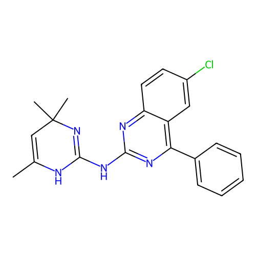 6-chloro-4-phenyl-N-(4,4,6-trimethyl-1H-pyrimidin-2-yl)quinazolin-2-amine structure