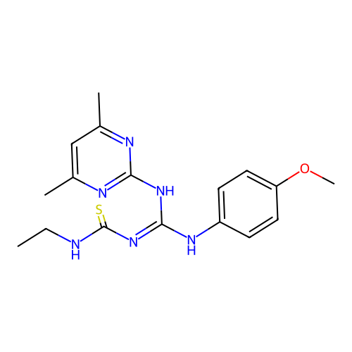 1-{(Z)-[(4,6-dimethylpyrimidin-2-yl)amino][(4-methoxyphenyl)amino]methylidene}-3-ethylthiourea structure