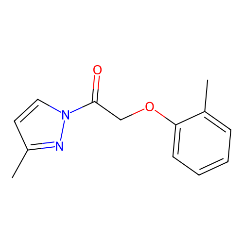 3-methyl-1-[(2-methylphenoxy)acetyl]-1H-pyrazole structure