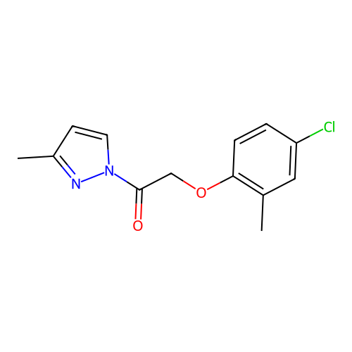2-(4-chloro-2-methylphenoxy)-1-(3-methyl-1H-pyrazol-1-yl)ethanone structure