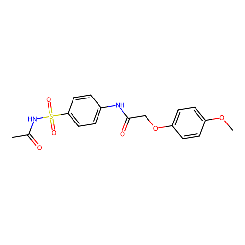 N-[4-(acetylsulfamoyl)phenyl]-2-(4-methoxyphenoxy)acetamide structure