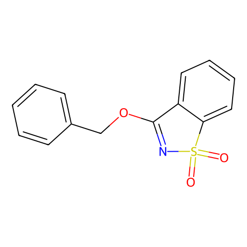 1,2-Benzisothiazole, 3-(phenylmethoxy)-, 1,1-dioxide structure
