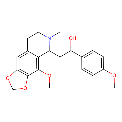 2-(4-methoxy-6-methyl-5,6,7,8-tetrahydro-[1,3]dioxolo[4,5-g]isoquinolin-5-yl)-1-(4-methoxyphenyl)ethanol structure