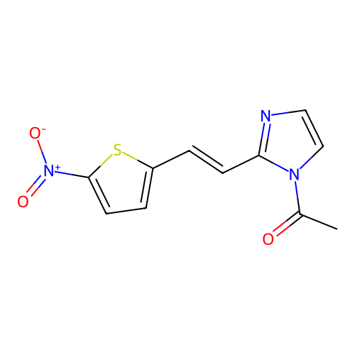 1-[2-[(E)-2-(5-nitrothiophen-2-yl)ethenyl]imidazol-1-yl]ethanone structure
