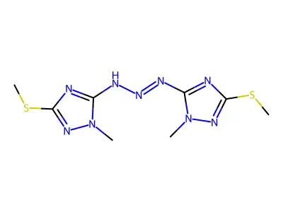 2-methyl-N-[(2-methyl-5-methylsulfanyl-1,2,4-triazol-3-yl)diazenyl]-5-methylsulfanyl-1,2,4-triazol-3-amine structure