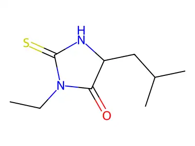 4-Imidazolidinone, 3-ethyl-5-(2-methylpropyl)-2-thioxo- structure