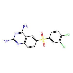 6-(3,4-Dichlorobenzene-1-sulfonyl)quinazoline-2,4-diamine structure