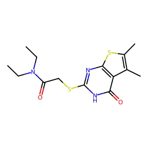 N,N-diethyl-2-[(4-hydroxy-5,6-dimethylthieno[2,3-d]pyrimidin-2-yl)thio]acetamide structure