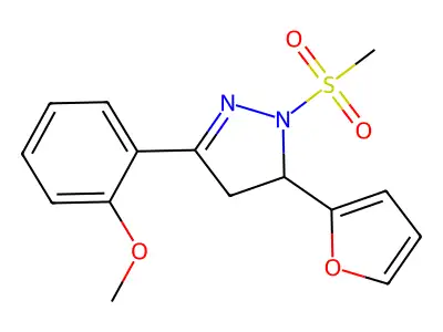 5-(furan-2-yl)-3-(2-methoxyphenyl)-1-(methylsulfonyl)-4,5-dihydro-1H-pyrazole structure