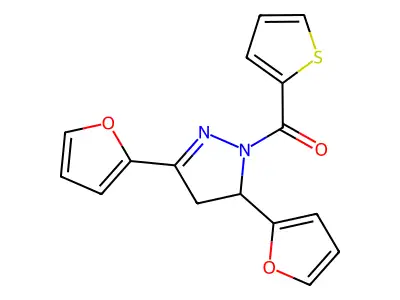 [3,5-Bis(furan-2-yl)-3,4-dihydropyrazol-2-yl]-thiophen-2-ylmethanone structure