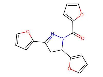 [3,5-Bis(furan-2-yl)-3,4-dihydropyrazol-2-yl]-(furan-2-yl)methanone structure