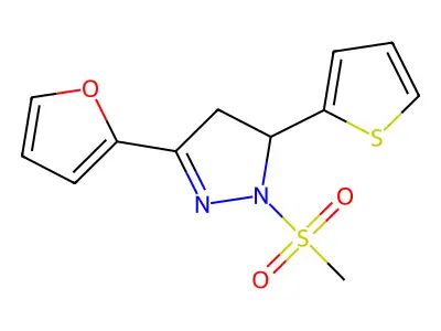 3-(2-furyl)-1-(methylsulfonyl)-5-(2-thienyl)-4,5-dihydro-1H-pyrazole structure