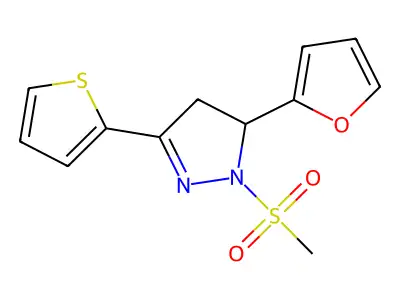 3-(2-Furanyl)-2-methylsulfonyl-5-thiophen-2-yl-3,4-dihydropyrazole structure