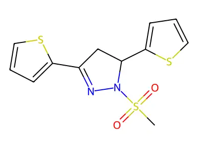 2-Methylsulfonyl-3,5-dithiophen-2-yl-3,4-dihydropyrazole structure