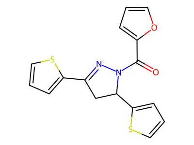 (3,5-di(thiophen-2-yl)-4,5-dihydro-1H-pyrazol-1-yl)(furan-2-yl)methanone structure