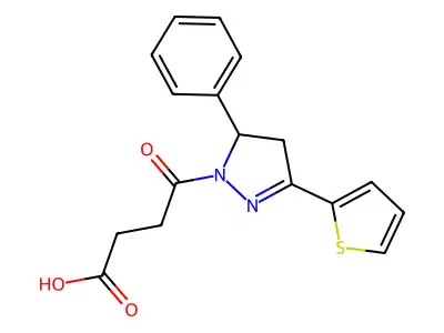 4-oxo-4-[5-phenyl-3-(2-thienyl)-4,5-dihydro-1H-pyrazol-1-yl]butanoic acid structure