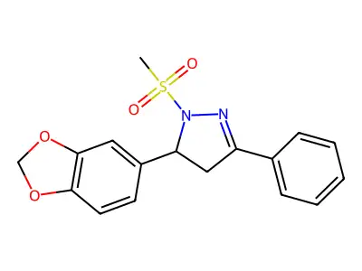 5-Benzo[1,3]dioxol-5-yl-1-methanesulfonyl-3-phenyl-4,5-dihydro-1H-pyrazole structure