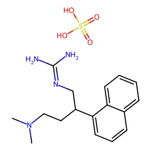 2-[4-(Dimethylamino)-2-naphthalen-1-ylbutyl]guanidine;sulfuric acid structure