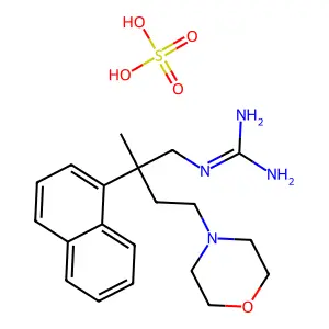 2-(2-Methyl-4-morpholin-4-yl-2-naphthalen-1-ylbutyl)guanidine;sulfuric acid structure
