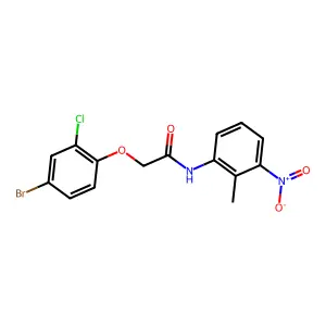 2-(4-bromo-2-chlorophenoxy)-N-(2-methyl-3-nitrophenyl)acetamide structure