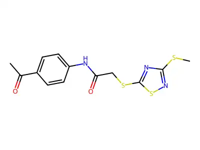 N-(4-acetylphenyl)-2-[(3-methylsulfanyl-1,2,4-thiadiazol-5-yl)sulfanyl]acetamide structure