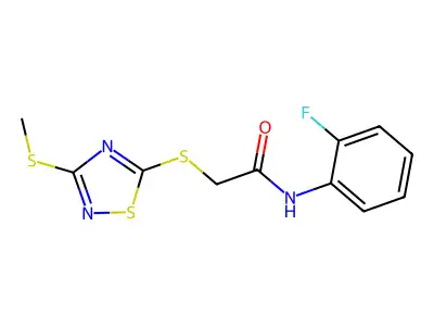 N-(2-fluorophenyl)-2-[(3-methylsulfanyl-1,2,4-thiadiazol-5-yl)sulfanyl]acetamide structure