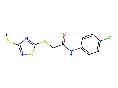 N-(4-chlorophenyl)-2-[(3-methylsulfanyl-1,2,4-thiadiazol-5-yl)sulfanyl]acetamide structure