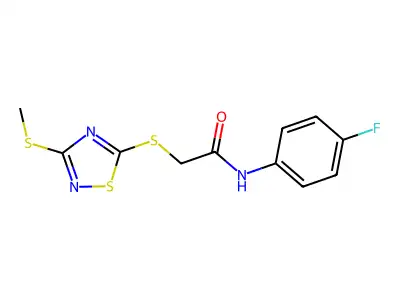 N-(4-fluorophenyl)-2-[(3-methylsulfanyl-1,2,4-thiadiazol-5-yl)sulfanyl]acetamide structure