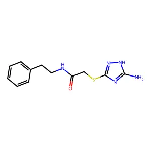 2-[(5-amino-1H-1,2,4-triazol-3-yl)sulfanyl]-N-(2-phenylethyl)acetamide structure