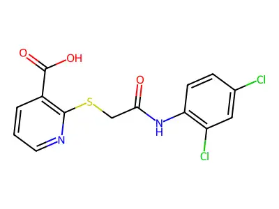 2-((2-((2,4-Dichlorophenyl)amino)-2-oxoethyl)thio)nicotinic acid structure
