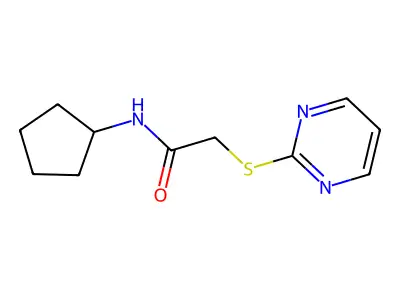 N-cyclopentyl-2-pyrimidin-2-ylsulfanylacetamide structure