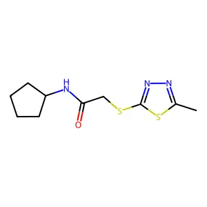N-cyclopentyl-2-[(5-methyl-1,3,4-thiadiazol-2-yl)sulfanyl]acetamide structure