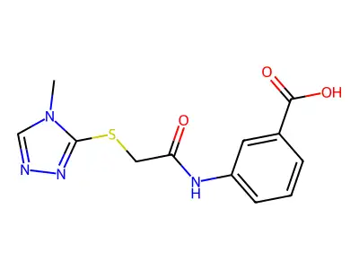 3-{2-[(4-methyl-4H-1,2,4-triazol-3-yl)sulfanyl]acetamido}benzoic acid structure