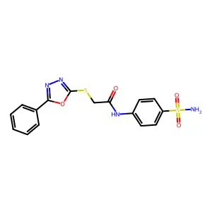 2-[(5-phenyl-1,3,4-oxadiazol-2-yl)sulfanyl]-N-(4-sulfamoylphenyl)acetamide structure