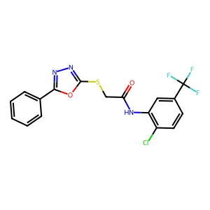 N-[2-chloro-5-(trifluoromethyl)phenyl]-2-[(5-phenyl-1,3,4-oxadiazol-2-yl)sulfanyl]acetamide structure