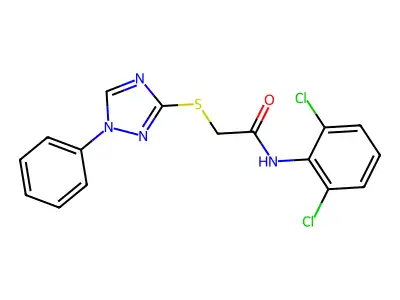 N-(2,6-dichlorophenyl)-2-[(1-phenyl-1,2,4-triazol-3-yl)sulfanyl]acetamide structure