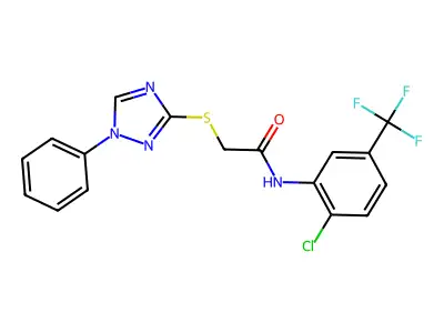 N-[2-chloro-5-(trifluoromethyl)phenyl]-2-[(1-phenyl-1,2,4-triazol-3-yl)sulfanyl]acetamide structure