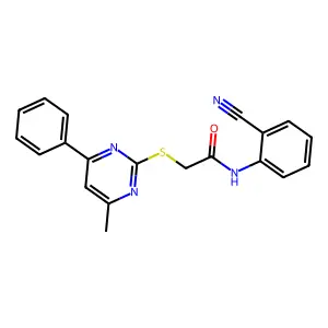 N-(2-cyanophenyl)-2-(4-methyl-6-phenylpyrimidin-2-yl)sulfanylacetamide structure