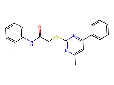 N-(2-methylphenyl)-2-(4-methyl-6-phenylpyrimidin-2-yl)sulfanylacetamide structure