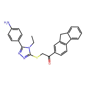 2-[[5-(4-aminophenyl)-4-ethyl-1,2,4-triazol-3-yl]sulfanyl]-1-(9H-fluoren-2-yl)ethanone structure