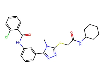 2-chloro-N-[3-(5-{[2-(cyclohexylamino)-2-oxoethyl]sulfanyl}-4-methyl-4H-1,2,4-triazol-3-yl)phenyl]benzamide structure