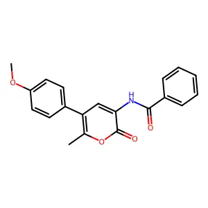 N-[5-(4-methoxyphenyl)-6-methyl-2-oxo-pyran-3-yl]benzamide structure